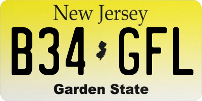 NJ license plate B34GFL