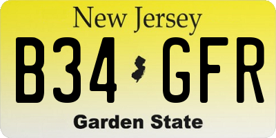 NJ license plate B34GFR