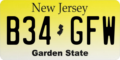 NJ license plate B34GFW