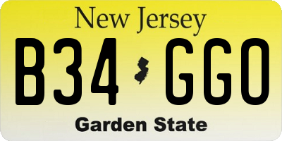 NJ license plate B34GGO