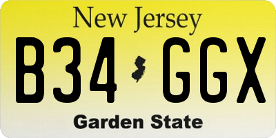NJ license plate B34GGX