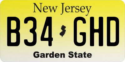 NJ license plate B34GHD