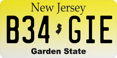 NJ license plate B34GIE