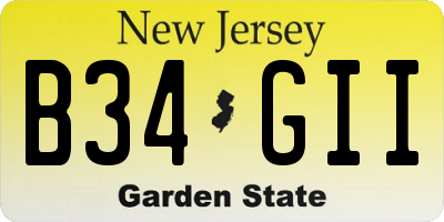 NJ license plate B34GII