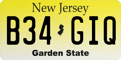 NJ license plate B34GIQ
