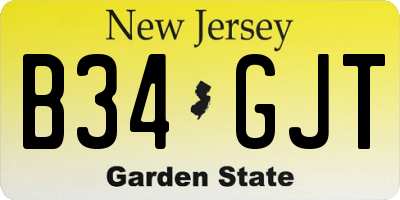 NJ license plate B34GJT