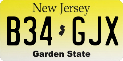 NJ license plate B34GJX
