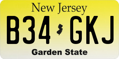 NJ license plate B34GKJ
