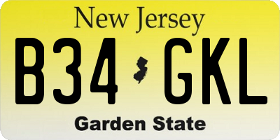 NJ license plate B34GKL