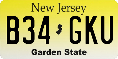 NJ license plate B34GKU