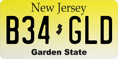 NJ license plate B34GLD