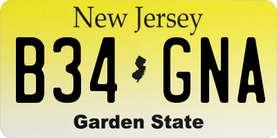 NJ license plate B34GNA