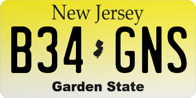 NJ license plate B34GNS
