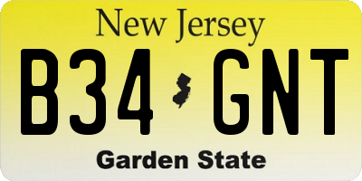 NJ license plate B34GNT