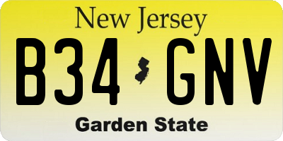 NJ license plate B34GNV