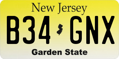 NJ license plate B34GNX