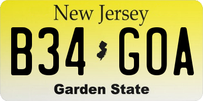 NJ license plate B34GOA