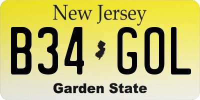 NJ license plate B34GOL