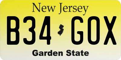 NJ license plate B34GOX