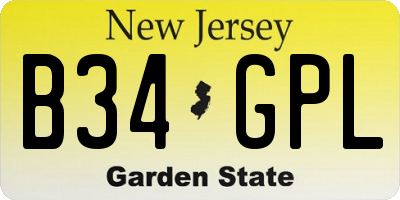 NJ license plate B34GPL