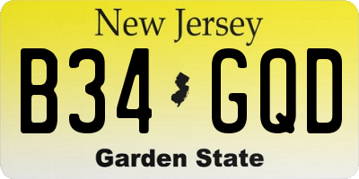 NJ license plate B34GQD