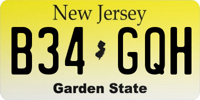 NJ license plate B34GQH