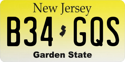 NJ license plate B34GQS