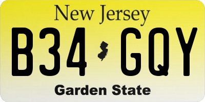 NJ license plate B34GQY