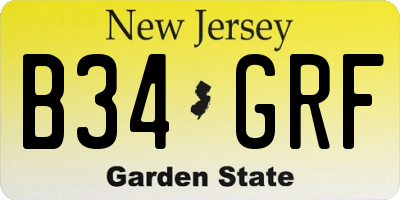 NJ license plate B34GRF