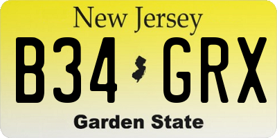 NJ license plate B34GRX