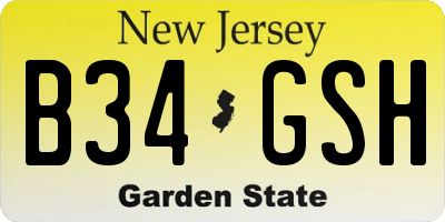 NJ license plate B34GSH