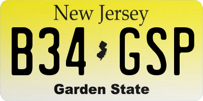 NJ license plate B34GSP