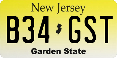 NJ license plate B34GST