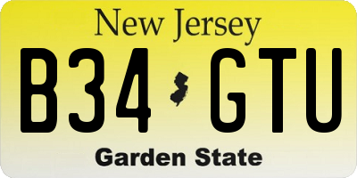 NJ license plate B34GTU