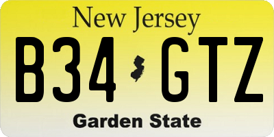 NJ license plate B34GTZ