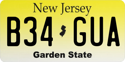 NJ license plate B34GUA