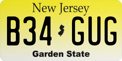 NJ license plate B34GUG