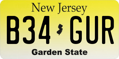 NJ license plate B34GUR