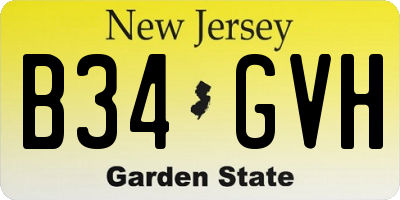 NJ license plate B34GVH