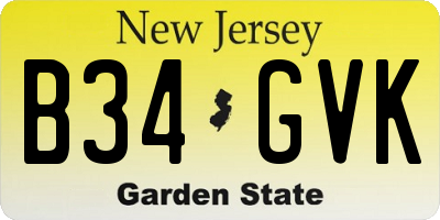 NJ license plate B34GVK