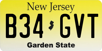 NJ license plate B34GVT