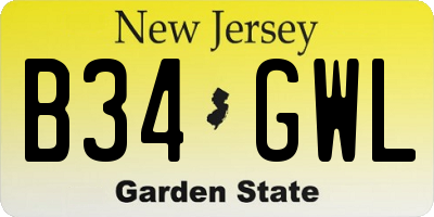 NJ license plate B34GWL