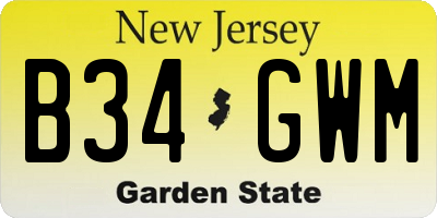 NJ license plate B34GWM
