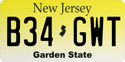 NJ license plate B34GWT