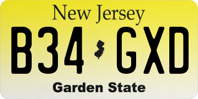 NJ license plate B34GXD