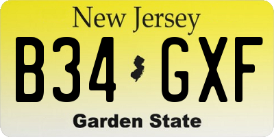 NJ license plate B34GXF