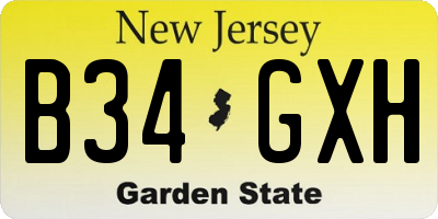 NJ license plate B34GXH