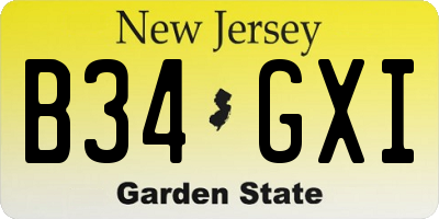 NJ license plate B34GXI