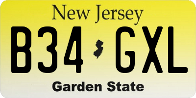 NJ license plate B34GXL