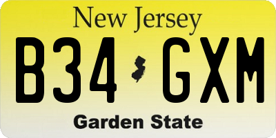 NJ license plate B34GXM